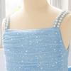 Children's Spaghetti Strap Sequin Flower Girl Dress - Puffy Tulle Skirt with Bow, Princess Gown for Weddings & Performances