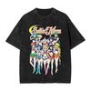Sailors Moons Vintage Washed T Shirt  Women 100% Cotton Casual T-Shirt O Neck Anime Tees Short Sleeve Clothes Plus Size