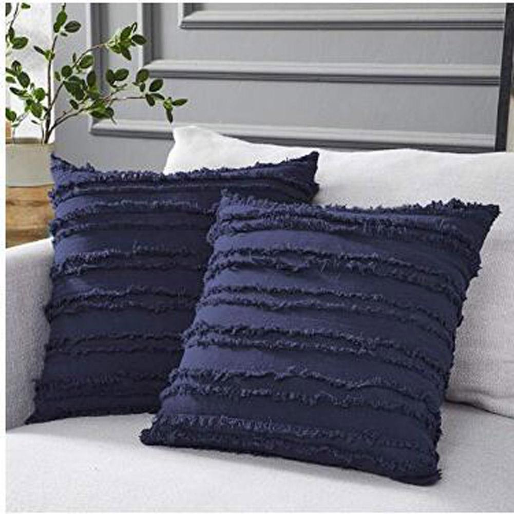 Square Throw Pillow Cover Cotton Linen Tassels Pillow Cover for Living Room Sofa Decor