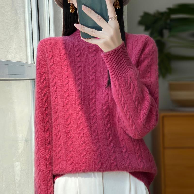 Women's Cashmere Sweater Qinghe Cashmere 30% Cashmere 70% Wool Autumn and Winter Pullover Warm and Fashionable