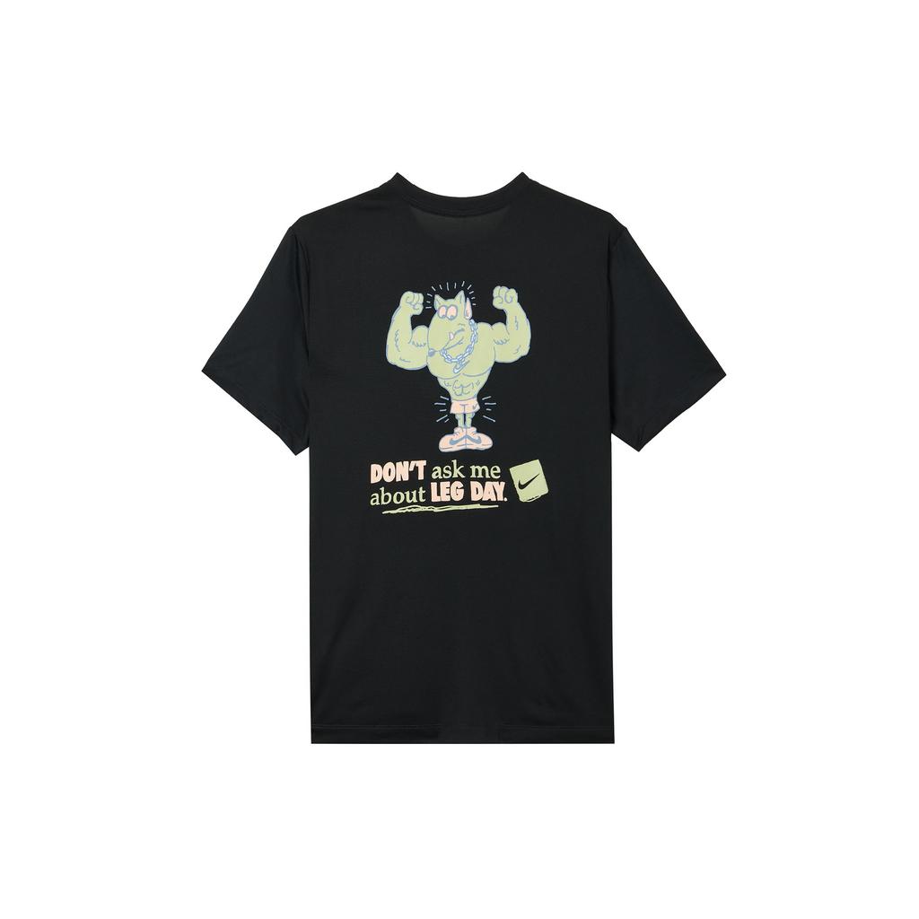 Nike Dri-Fit Letter Print Cartoon Anime Pattern Quick-Dry Training Knit Crew Neck Short Sleeve T-Shirt Men Tops Black FZ8045-010