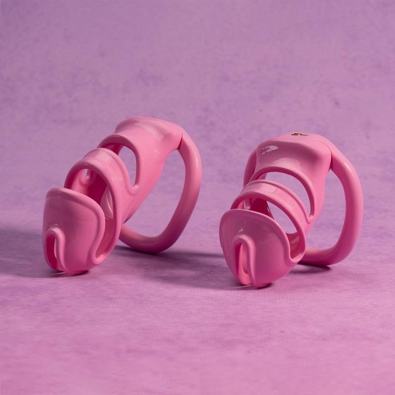 New Pink Sissy Chastity Cage with Heart-Shaped Keys for Security Clearance Celibacy Penis CB Lock BDSM Urethral Device Sex Toys