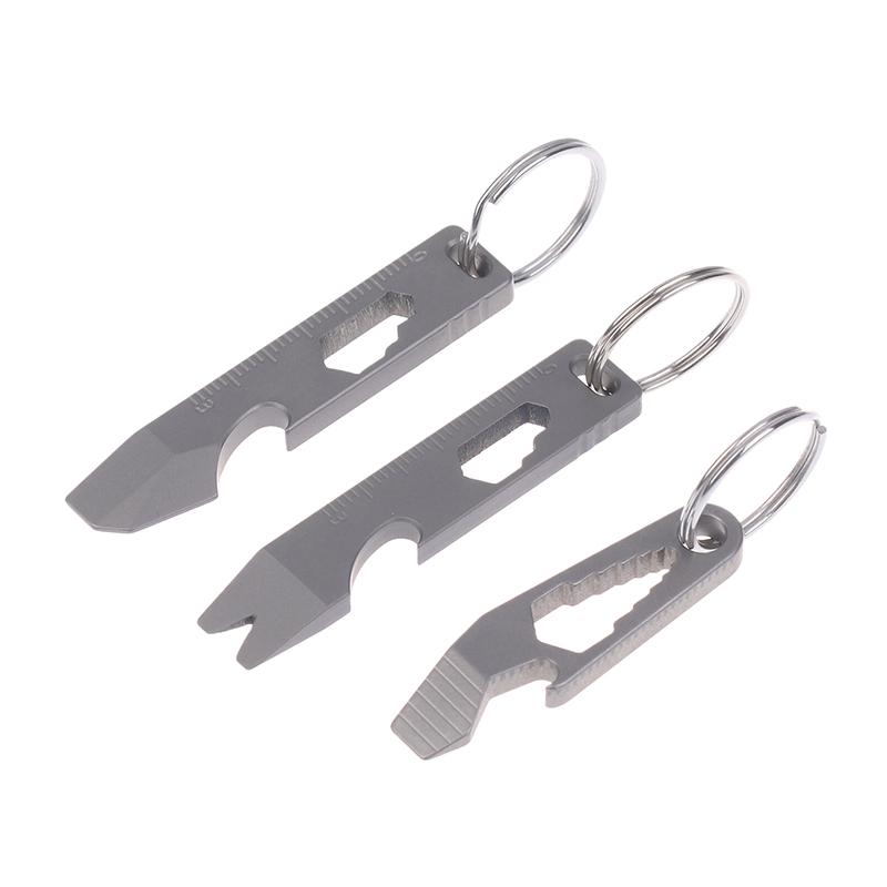 Mini Leva Apribottiglie Multifunzione in Lega di Titanio Chiave Inglese Esagonale Graduata Portachiavi Attrezzatura da Campeggio Gadget EDC per Esterno