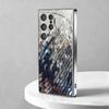Gold-plated tempered glass phone case compatible Galaxy S26 S25 S24 S23 S22 Ultra Plus. Features a shimmering snake scale design