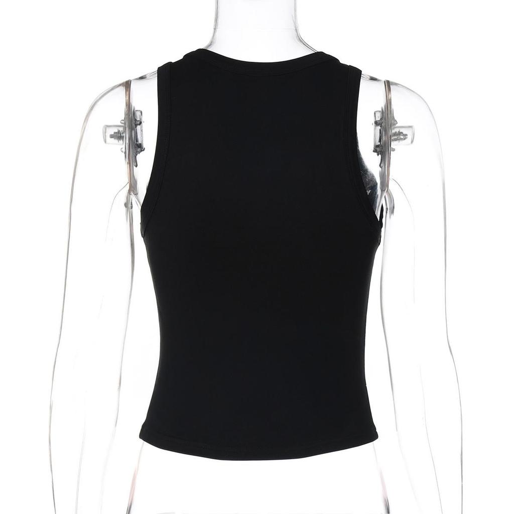 European Spring/Summer 2026 Sexy Slim Fit Sleeveless V-Neck Tank Top for Women