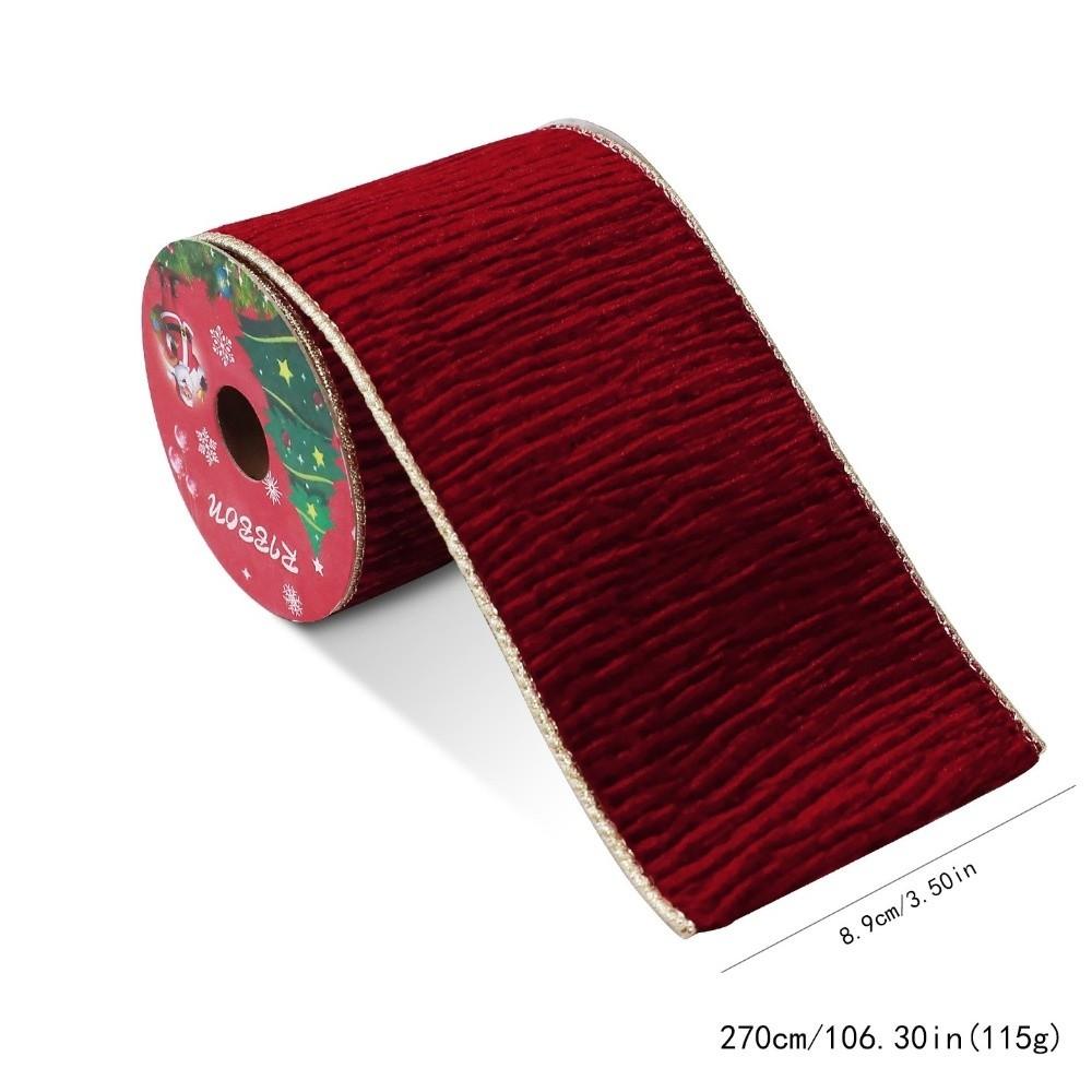 Velvet Christmas Ribbon 8.9cm Width Gift Webbing DIY Craft Bow Material Xmas Tree Wreath