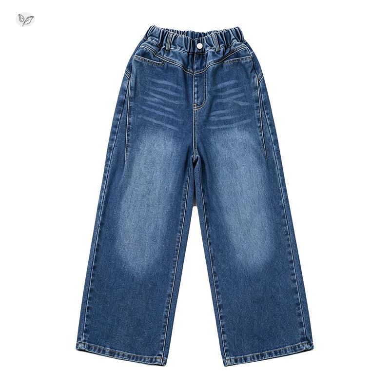 Girls' Slim Fit Wide-Leg Skinny Jeans - 2026 Autumn Collection for Medium and Large Children