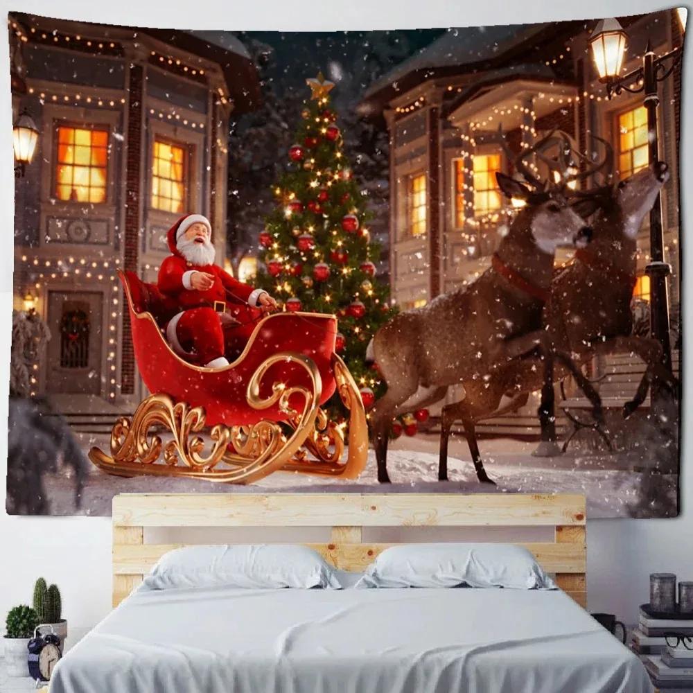 Christmas Theme Snowman Pattern Tapestry Living Room Sofa Home Decor Tapestry
