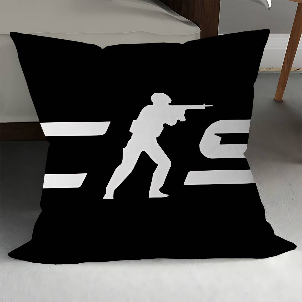 

C-Counter-S-Strike CS 2 LOGO Pillow Cover For Bedroom Room And Living Room Sofa Decorative Cushion Cover 12x12Inch