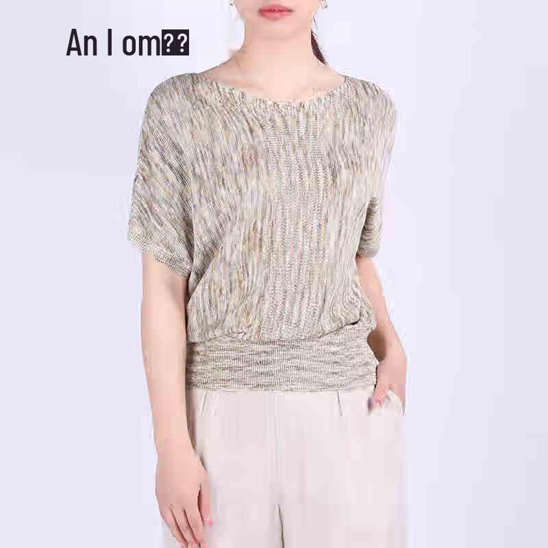 

Anlom Women s Short Sleeve Silk Linen Knit Top 4XL