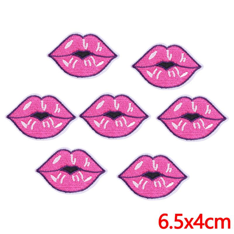 10PCS Wholesale Pink Bow Crown Lips Embroidery Patches For Clothing DIY Thermoadhesive Patches On Clothes Iron On Patch Backpack