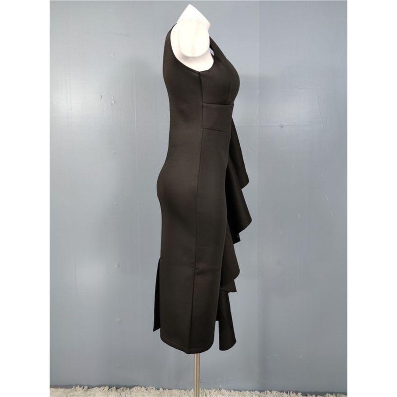 Export Single Super High Texture Ruffles Slim-Fit Figure Flattering Dress Light Space Cotton Dress Camisole Gown Long Dress