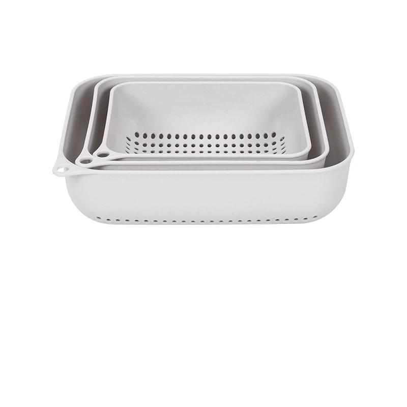 3Pcs Plastic Vegetable Washing Basket Kitchen Fruit Vegetable Asphalt Basket Fruit Storage Basket Fruit Vegetable Asphalt Basket серый