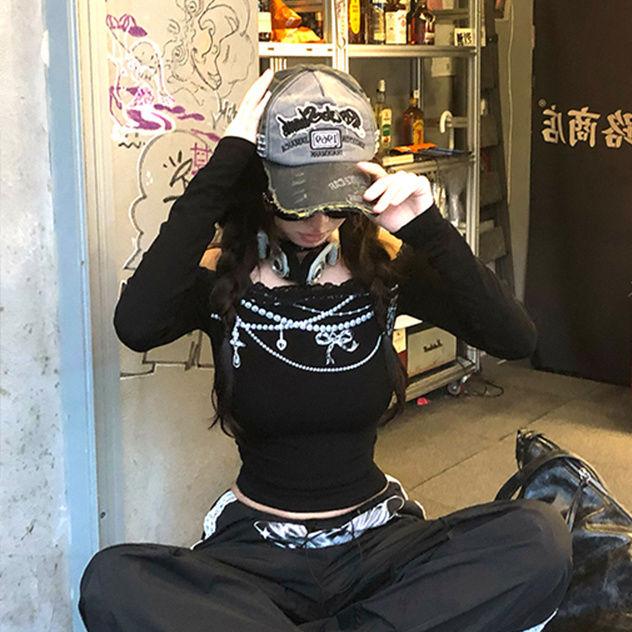 Girls Y2K T-shirts Streetwear Sexy Women Tees Long Sleeve Party Wear Fashion Lady Tees For Club Bar