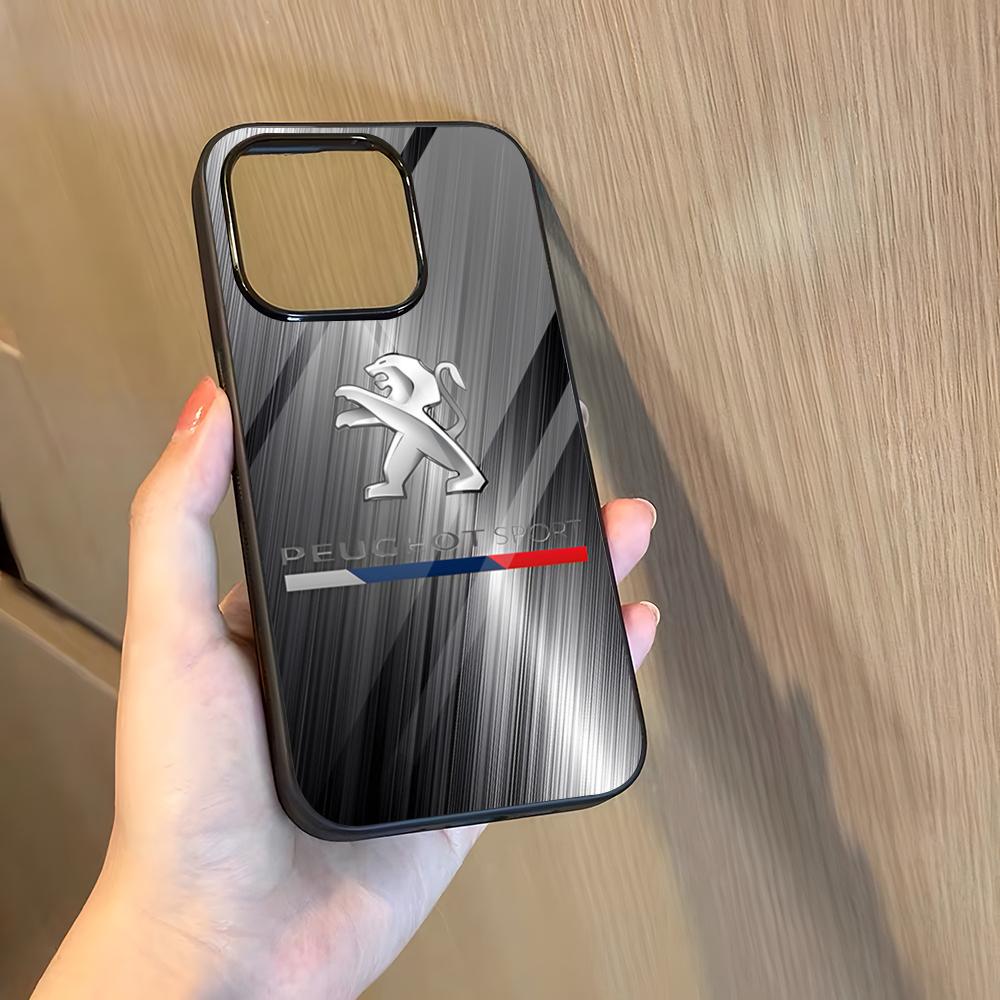 P-peugeotes Car Logo Phone Case For 17 Pro Max Iphone 16 Plus 15 Pro Max 14 12 11 13 Mini X Xs XR PC+TPU Cover