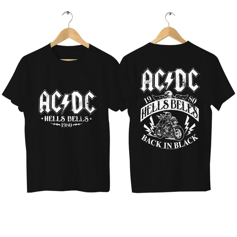 ACDC Heißer Verkauf Sommer Baumwolle Legendäre Band Power Up Schwarz Herren Damen Übergroßes T-Shirt Kurze Ärmel Cool Hip Hop Streetwear Kleidung M bunt