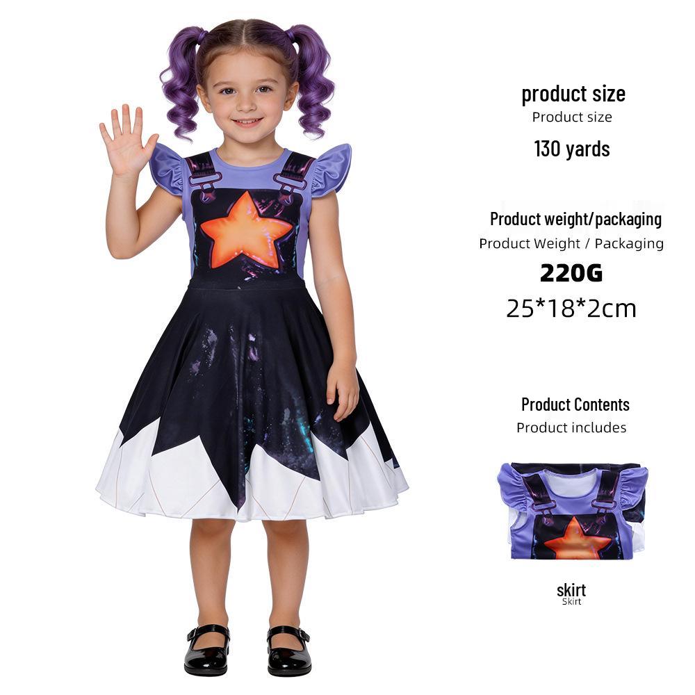 Vestido Lily de Poppy Playtime para Niñas con Mangas Voladoras para Cosplay