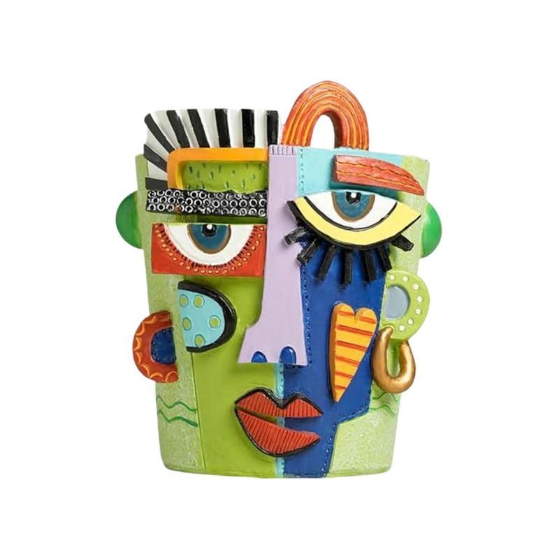 Face Planter Decorative Plant Pots 15cm Bonsai Holder Art Resin Home Decoration Plant Container For Indoor Garden Patio