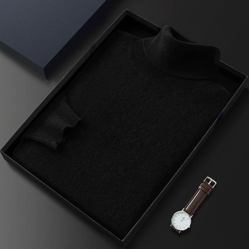 2025 Classic Solid Color Men's High Neck Loose Cashmere Sweater Pullover Knitwear