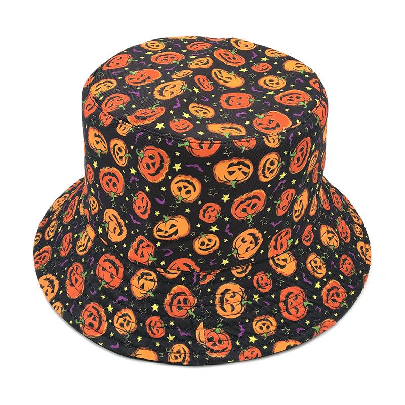New Halloween printed bucket hat pumpkin lantern personality casual ghost basin hat sun hat funny trend hat