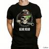 Vintage Skeleton Gear Head Graphic T Shirt, Cotton Crew Neck Short Sleeve Tee, Mechanic Wrench Print Unisex Top