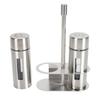 2PCS Salt and Pepper Shakers Set 304 Stainless Steel Sugar Spice Seasoning Bottle with Base Stand for Kitchen Restaurant