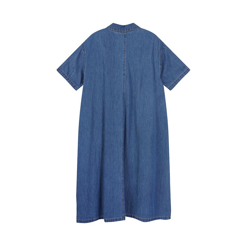 Rap Short Sleeve Shirt-Style Flare Long Dress As2Do561