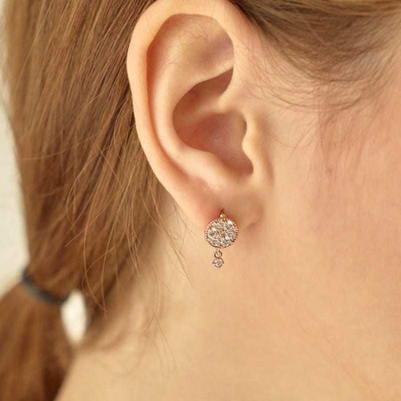 ELLE Jewelry 14K GF Cubic Drop Round One-Touch Earrings ELGPEE402