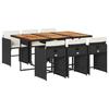 VidaXL Ensemble à manger de jardin coussins 7pcs Noir Résine tressée 3277862