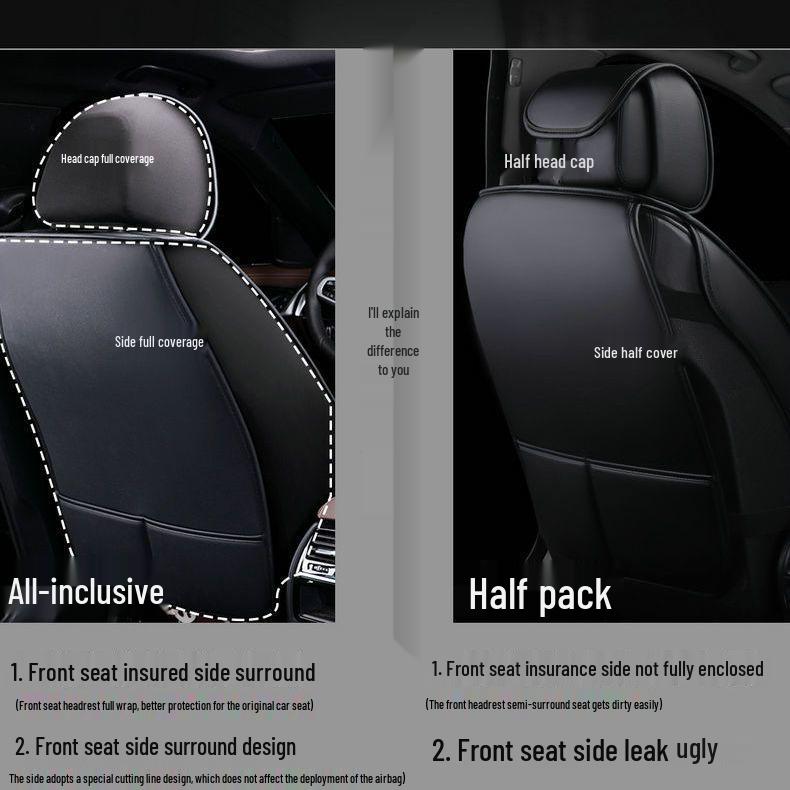 Volkswagen Lavida, Sagitar, Magotan, Passat, Bora, Lamando Seat Covers - Leather & Ice Silk, Full Coverage Cushion