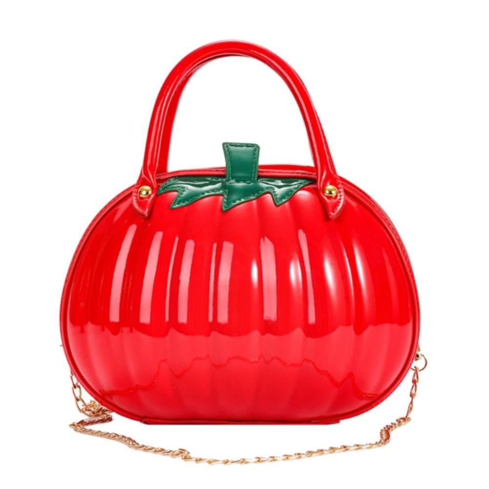 Waterproof Pumpkin Shoulder Bag PU Leather Crossbody Tote Bag Cute Candy Treat Bag  Gift красный