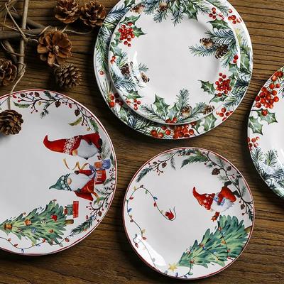 Creative Cute Christmas Underglaze Color Ceramic Plate Euramerican American Dishes Kitchen Plates Household Decorative Plate