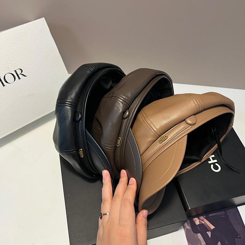 New 2025 Autumn and Winter Pu Leather Octagonal Hat Children Internet Celebrity Painter Beret, Duck Tongue Ins Versatile