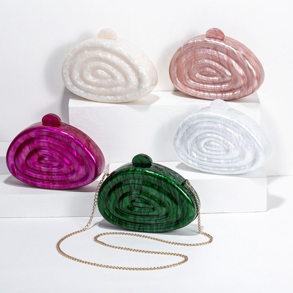 Borsa a conchiglia pressata da donna Borsa da sera in acrilico Monospalla a tracolla Clutch per banchetto nuziale