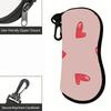 Cute Red Heart Pattern Soft Eyeglasses Sunglasses Case, Portable Lightweight Pouch, Scratch Resistant Protective Bag for Travel Daily Use