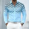 10 Colors of Men's Shirts, Fashionable Geometric Pattern Print Long Sleeve Shirts, Personalized Trendy Slim Lapel Casual Shirts