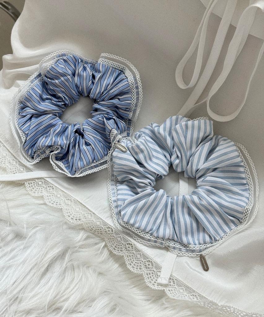 Saintvine [2 Pack] Lace Stripe Scrunchie