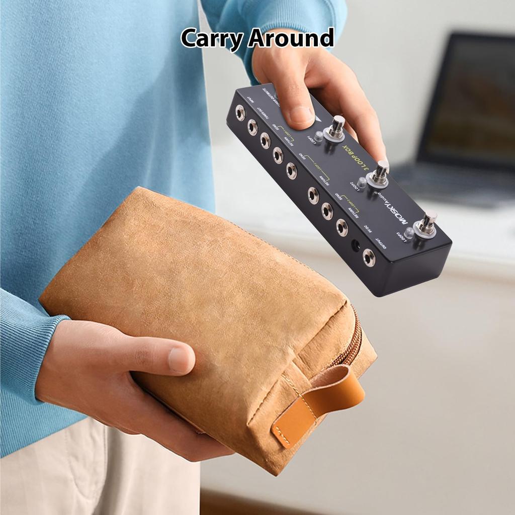 Btuty Loop Box Guitar Effect Pedal with Channel Select and True MOSKYAUDIO 3-Piece Bypass, Aluminum, 6.35mm Input/Output,