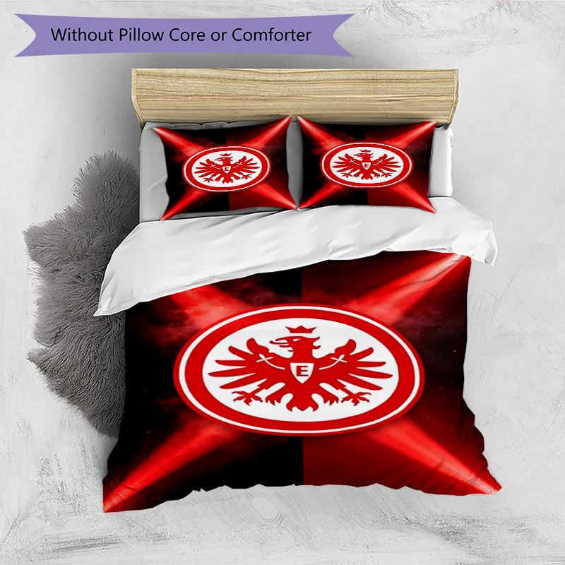 3-teiliges Bettbezug-Set (1 * Bettbezug + 2 * Kissenbezug, ohne Kern), Eintracht Frankfurt Bettwäsche-Set mit Aufdruck, Schlafzimmerdekoration, Ganzjahres, Geburtstagsgeschenk