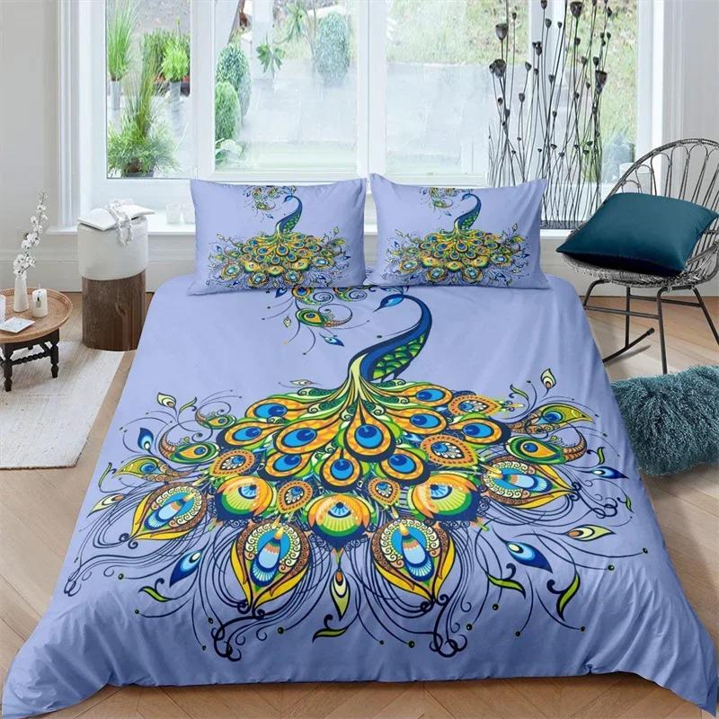 

Comforter Kids Peacock Twin Queen Birds Feather Pattern Branch Flowers Bedding Set Microfiber S Comforter (quilt)-EU Single(135*200cm)3pcs