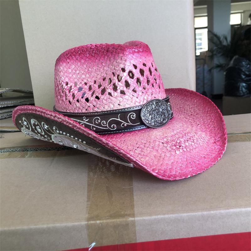 Western Cowboy Rose Red Love Accessories Thickened Summer Cowboy Hat Sun Hat 2025 New Knight Hat Cowboy Men and Women