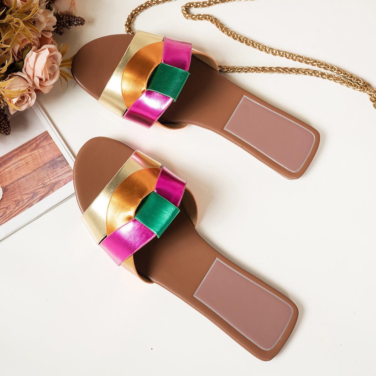 

New cross-flat sandals simple and versatile outer wear women s slippers 43