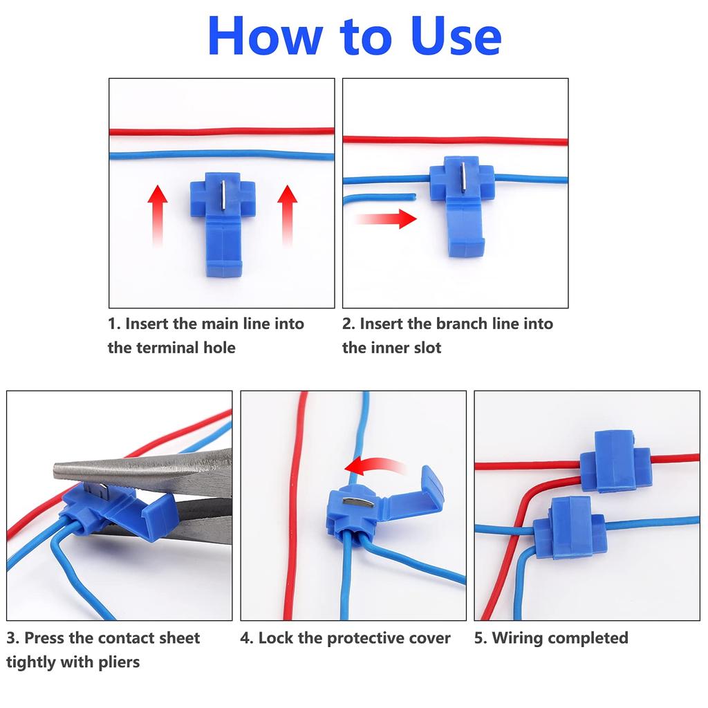 1050pcs Wire Cable Connectors Scotch Lock Electric Quick Splice Terminals Crimp Non Destructive Without Breaking Line AWG 2218
