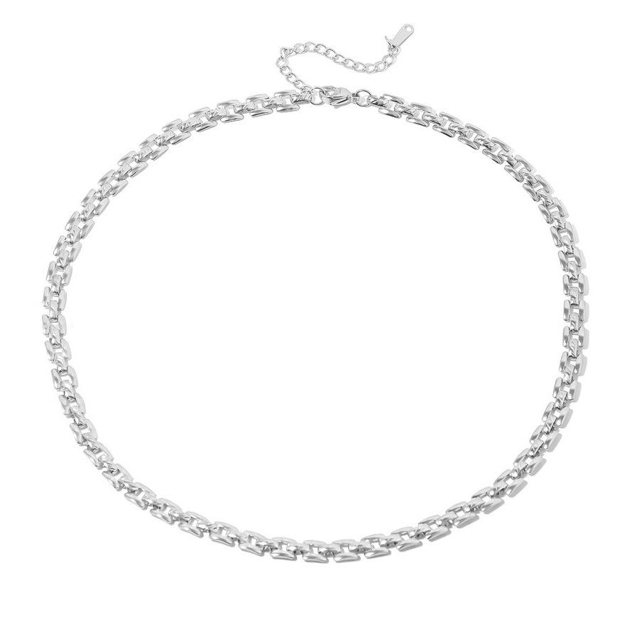 European and American Geometric Hollow Titanium Steel Necklace Women's Street Hip-hop Exaggerated Short Temperament Trend Does Not Fade