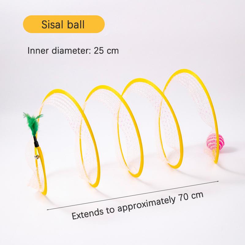 Foldable S Type Cat Tunnel Spring Toy with Ball Mouse Portable Scratch-resistant Interactive Puzzle Kitten Toys Mascotas Gatos