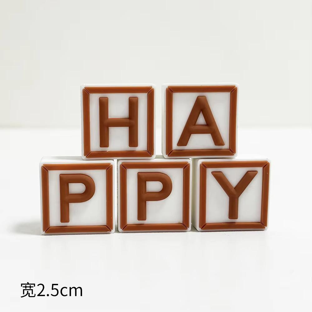 3D Bear HAPPY BABY Alphabet Cake Top Bear DIY Cake Decoration Baby Shower Cake Top Party Supplies
