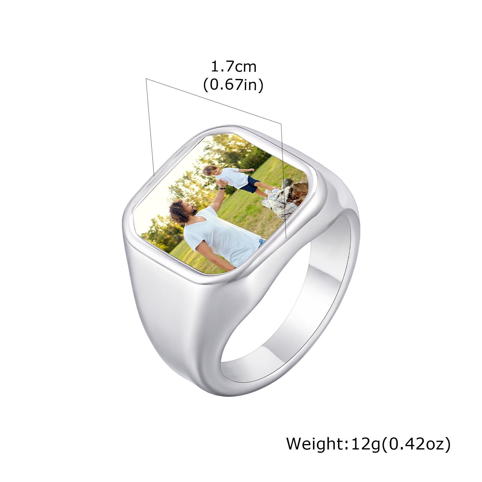 

Personalized Customize Photo Ring Silver Color Engraving Stainless Steel Signet Ring Size 7-14 Memorial Jewelry Gift for Men Dad 12