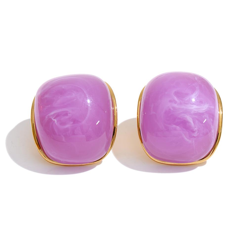 Yhpup 10 Color Acrylic Resin Y2K Earrings for Women Gold Color Stainless Steel Spring Summer Candy Sweet Jewelry