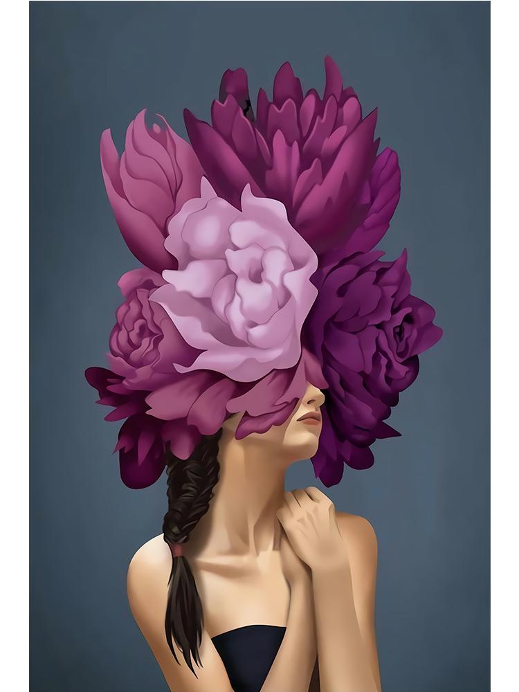 Abstract Flowers Feathers Woman Canvas Painting Wall Art Sexy Nude Women Print Poster Picture For Living Room Home Decoration