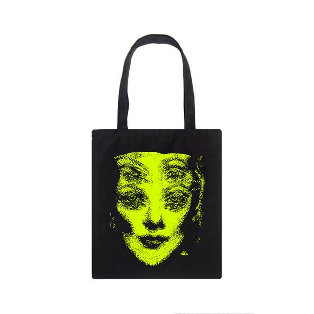 

Повседневная темно-черная холщовая сумка Horror Face в готическом стиле, большая вместительная сумка-шоппер в стиле хип-хоп, винтажная женская сумка на плечо y2k 24*26cm